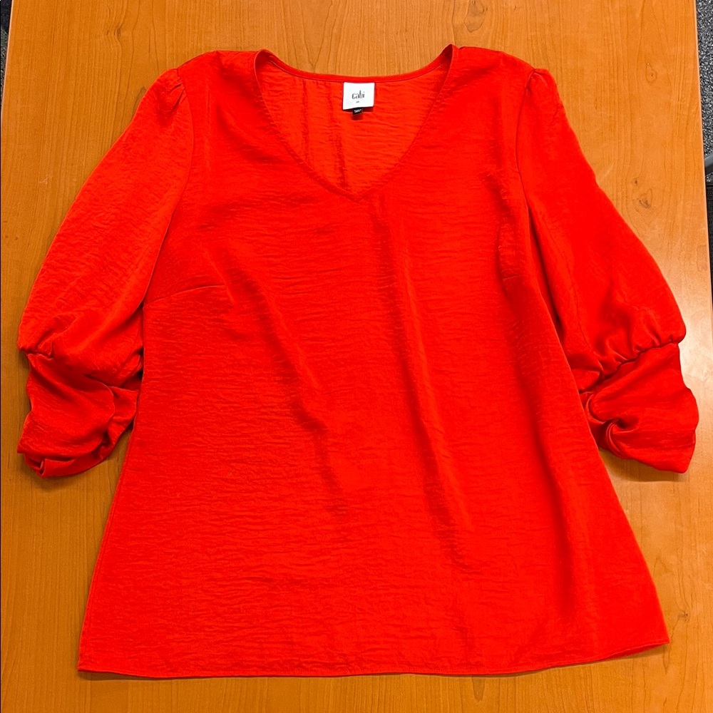 Cato Bright Red Puff Sleeve Blouse